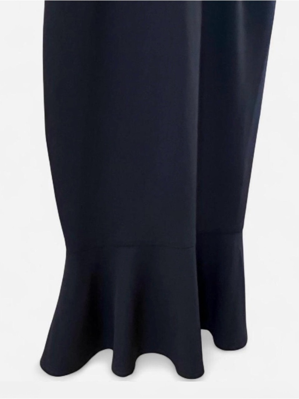 Lulu's Small Black Ruffle-Trim Midi Dress Formal Cocktail Wedding Guest Bodycon - Picture 4 of 8